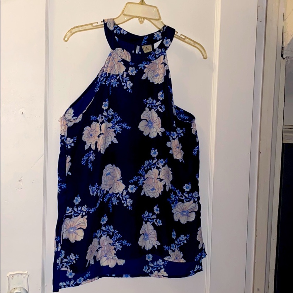 Navy blue floral blouse